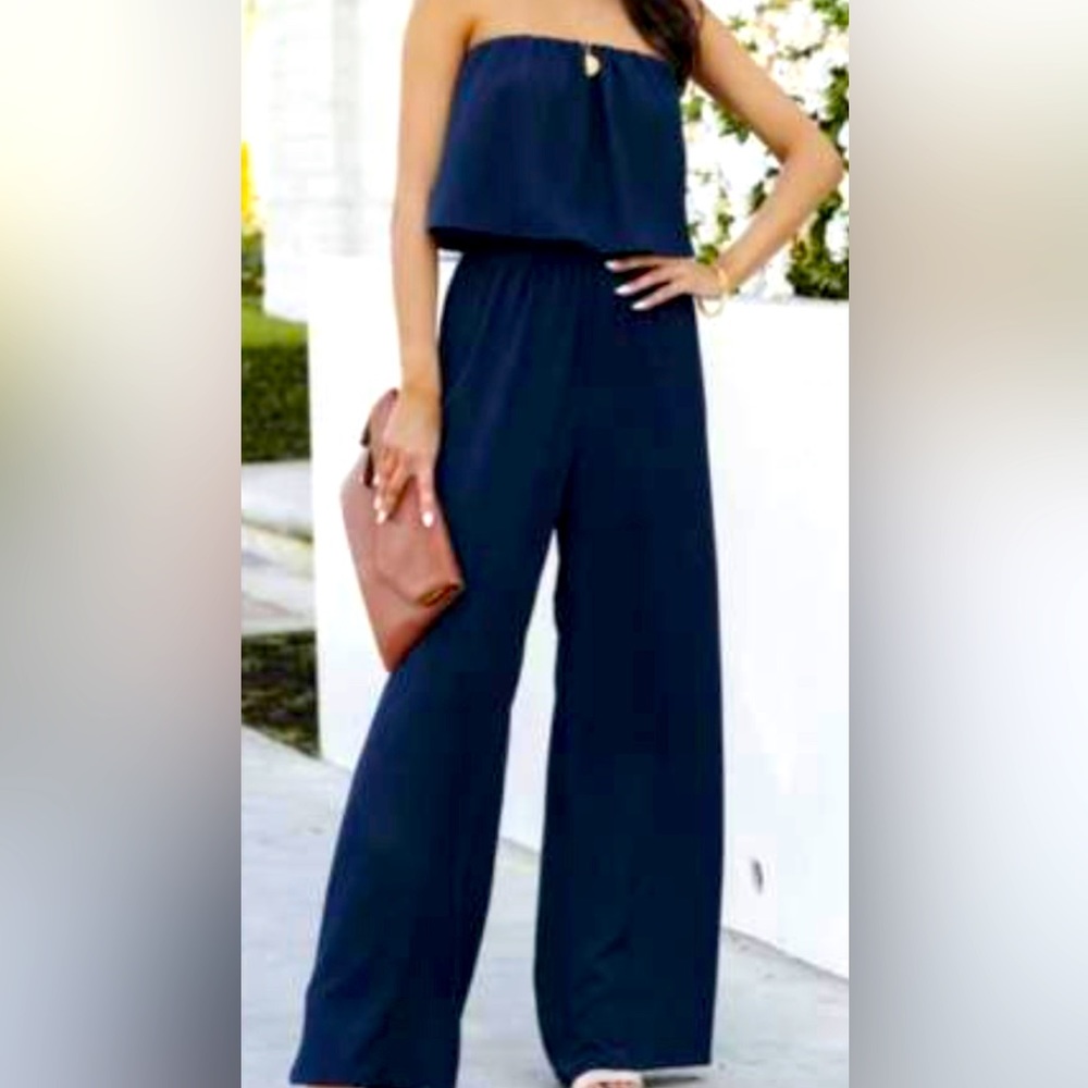 VICI strapless wide leg jumpsuit
